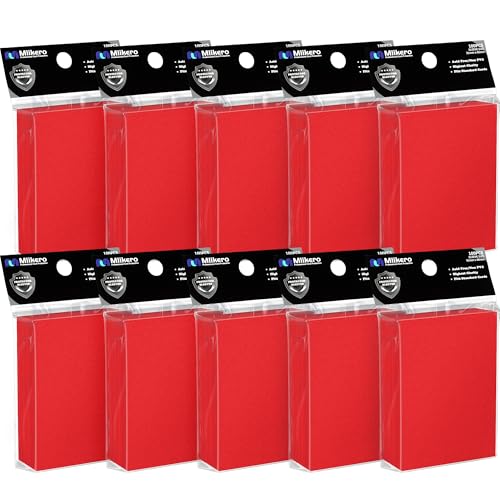 1000 Counts Red Card Sleeves, Matte Sleeve Deck Card Protectors, Trading Card Sleeves Fit for MTG, TCG and Sports Cards (Matte Red) - color: Red, size: 1000 Pack