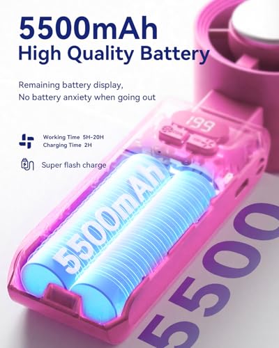 Handheld Portable Turbo Fan with Ice Cooler, Speed (1-199) 5500mAh Rechargeable Personal Fan,[20H Cooling Time] Mini Yet Powerful [20000 RPM] Small Pocket Fans for Travel/Outdoor/Home/Office, HotPink - color: Hot Pink