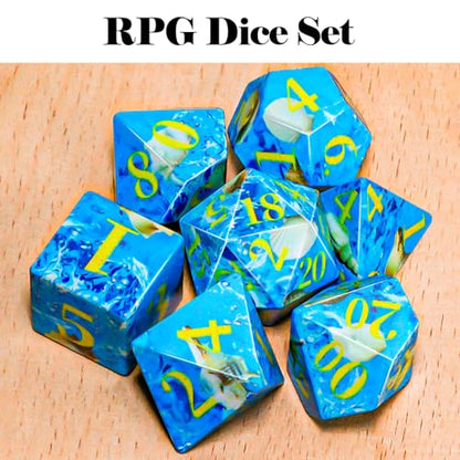 Conch DND Dice Set, 7PCS UV Printed Sharp Edge Acrylic Dice with Metal Gift Box, Lightweight Precision Design for Dungeons & Dragons Players