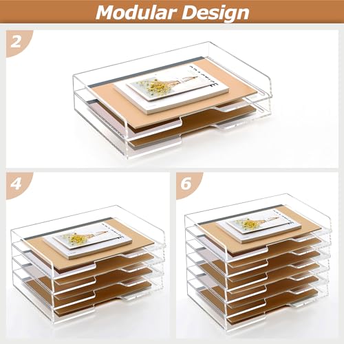 2 Pack- Stackable Paper Letter Tray, Enlarged A4 File Desk Organizer Acrylic Desk Organizers and Accessories Sorter Tray, Clear Workspace Office Supplies Organizers, 13.78inx9.25inx3.62in - style: Enlarged 2 Tier Trays