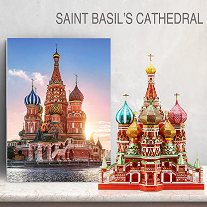 Piececool 3D Metal Puzzle Model Kits Saint Basil’s Cathedral Metal Building Kit for Adults, Brain Teaser DIY Model for Teens Man Woman Family-711 Pcs - color: Multicolors