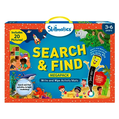Skillmatics Search and Find Megapack Educational Game - Reusable Preschool Learning Activities, Perfect for Toddlers & Kids Who Love Toys, Art & Crafts, Builds Vocabulary, Gifts for Ages 3, 4, 5, 6 - style: 7. Search & Find Megapack