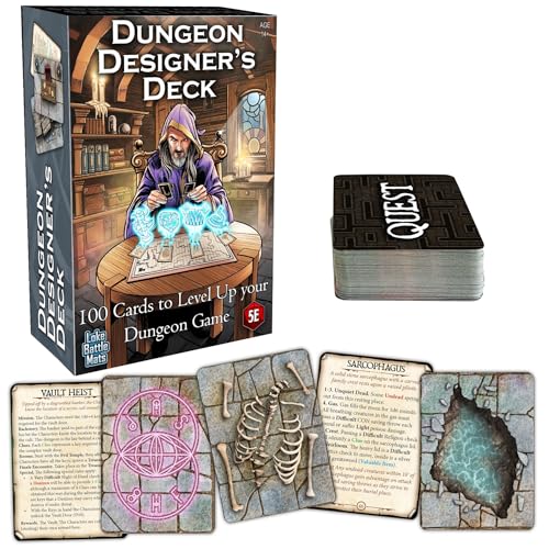 Dungeon Designer’s Deck, 100 Fantasy RPG Map Cards to Deal Your Own Dungeon | Instant Adventure Builder for Tabletop Roleplaying Games, Age 14+, Written for 5E, and easy to translate to other systems