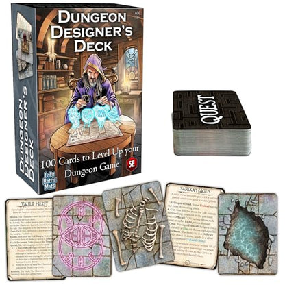 Dungeon Designer’s Deck, 100 Fantasy RPG Map Cards to Deal Your Own Dungeon | Instant Adventure Builder for Tabletop Roleplaying Games, Age 14+, Written for 5E, and easy to translate to other systems