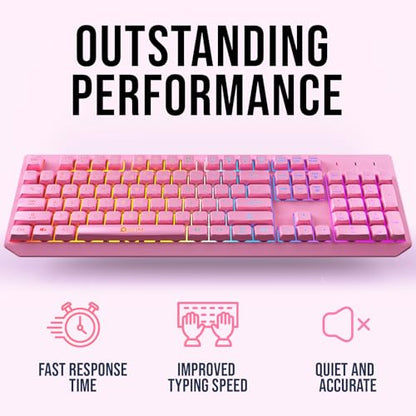 KLIM Chroma Pink Wireless Keyboard – RGB Backlit, Rechargeable Battery, Wireless Keyboard with Water-Resistant Durable Design, Compatible with PC, Mac, PS4, PS5 - color: Pink