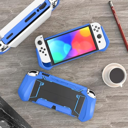 Mumba Dockable Case for Nintendo Switch OLED 2021, [Blade Series] TPU Grip Protective Cover Accessories Compatible with Nintendo Switch OLED 7 Inch and Joy-Con Controller (Navy) - color: Navy