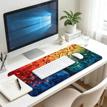 Fantasy Tree of Life Gaming Desk Mat, Computer Keyboard Large Extended Long Abstract Mouse Pad for Office and Home, XL (W04) - color: W04
