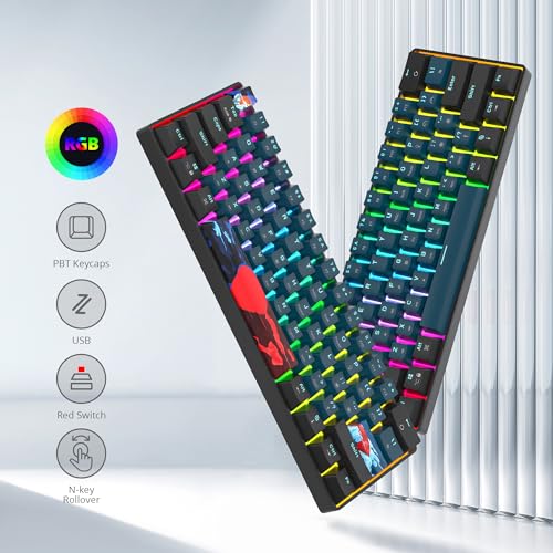 60% Mechanical Keyboard Wired Linear Red Switch RGB Backlight | 60 Percent 61-keys Compact Layout Gaming Keyboard TKL Ultra-Compact Mini RGB Backlit - color: 61 Monster/Red Switch