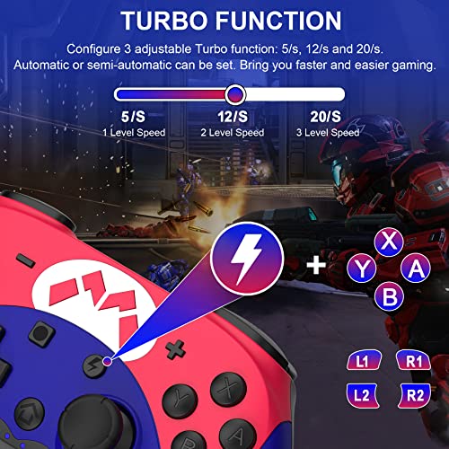 Switch Controller - Wireless Switch Pro Controller for Switch/Switch Lite/Switch OLED with 3 Levels Turbo Function, 4 Levels Adjustable Vibration, Six-Axis Motion Control, One-Key Wake up - color: Black