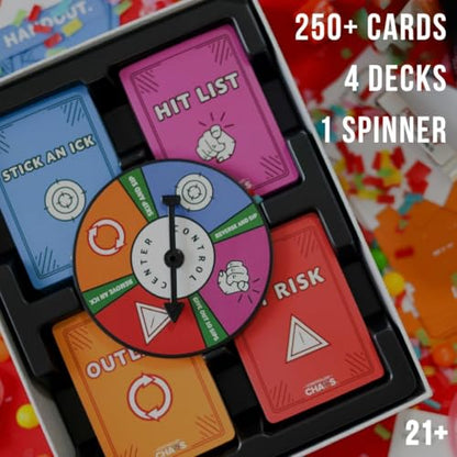 CONTROLLED CHAOS - The Ultimate Adult Party Card Game | 4 Decks in 1 with 250+ Roasts and Challenges That Will Get You Drinking | Great for Game Nights, Pre-Games, White Elephant, Bachelorettes