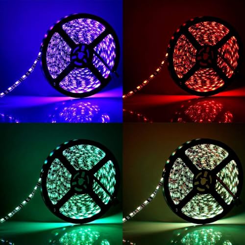 SUPERNIGHT RGB LED Strip Lights Waterproof, 16.4ft 300LEDs (2 Pcs) | Color Changing, Cuttable, Flexible LED Light Strip for Bedroom, TV Back Lighting, Christmas, Valentine's Day, Black PCB