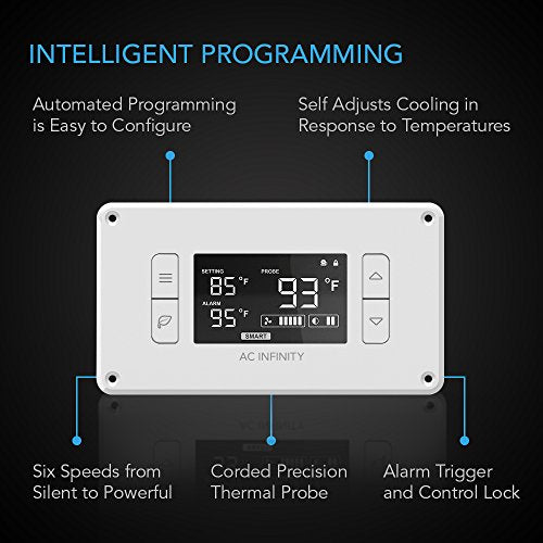 AC Infinity AIRPLATE T8 White, Quiet Cooling Dual-Fan System 6" with Thermostat Control, for Home Theater AV Cabinets - size: 6-Inch - White Dual