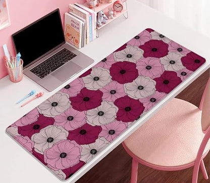 Abstract Floral Mouse Pad Desk Pad,Boho Art Flowers Extended Gaming Mouse Mat with Stitched Edges Non-Slip Waterproof Rubber Base Mous Mat for Office Home Game Desk Pad(27.5X11.8 in) - color: Line Art Floral