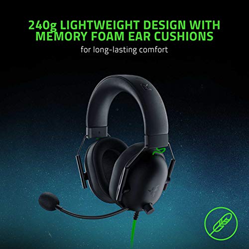Razer BlackShark V2 X Gaming Headset: 7.1 Surround Sound - 50mm Drivers - Memory Foam Cushion - For PC, PS4, PS5, Switch - 3.5mm Audio Jack - Black | 7.1 Surround Sound, 50mm Drivers, Cardioid Mic, Lightweight, Memory Foam, Noise Isolating Earcups, for PC