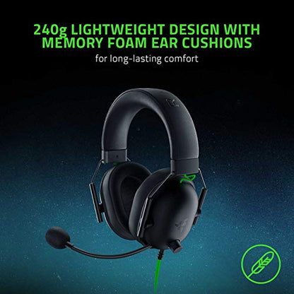 Razer BlackShark V2 X Gaming Headset: 7.1 Surround Sound - 50mm Drivers - Memory Foam Cushion - For PC, PS4, PS5, Switch - 3.5mm Audio Jack - Black | 7.1 Surround Sound, 50mm Drivers, Cardioid Mic, Lightweight, Memory Foam, Noise Isolating Earcups, for PC