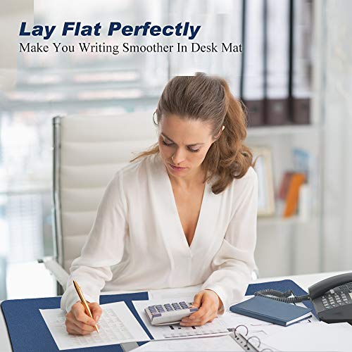 Desk Pad for Office Home 31" x 13",PU Leather Waterproof Large Desk Writing Mat Organizer,Multifunctional Ultra Thin Dual Use Desk Blotters Mouse Pad Protector … - color: Blue