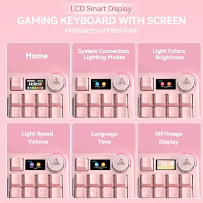 SOLAKAKA A99 Pro Wireless Gaming Keyboard with LCD Screen & Metal Knob, 96% Layout Mechanical Keyboard, 2.4GHz/BT5.0/USB-C, Hot Swappable, Creamy Keyboard with Gasket Structure, RGB, for Win/Mac - color: Pink
