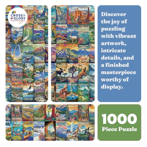 Cross & Glory | Jigsaw Puzzles for Adults | America's National Parks | Scenic Travel Puzzle | Landscape Puzzles for Adults | Satin Finish | Ages 14+ - color: Grand Tour of America's National Parks