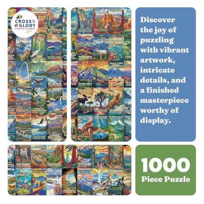 Cross & Glory | Jigsaw Puzzles for Adults | America's National Parks | Scenic Travel Puzzle | Landscape Puzzles for Adults | Satin Finish | Ages 14+ - color: Grand Tour of America's National Parks