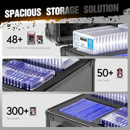 Graded Card Storage Box, Top Loader Boxes, Sports Trading Card Storage Case, Slab PSA/GMA/CSG/SGC/HGA Magnetic Holder, Baseball Football Card Case, Holds 300+ Cards - size: L