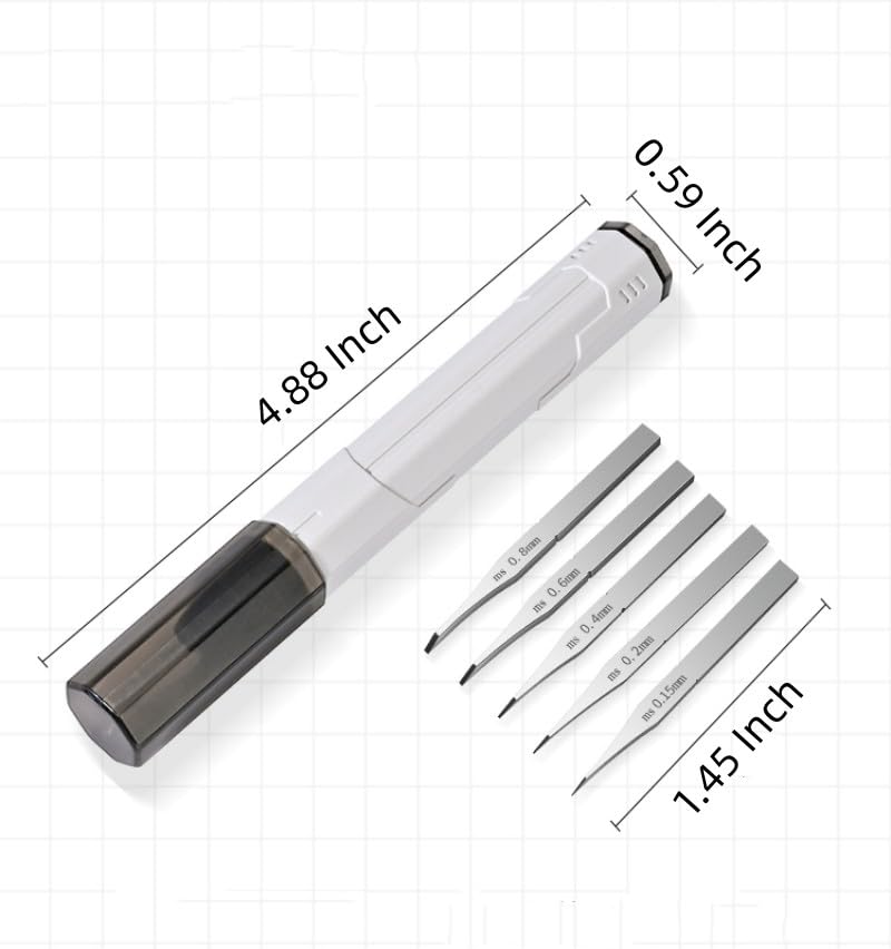 ANSAI Precision Hobby Blades Set – 5 Tungsten Steel Engraving Blades (0.15mm–0.8mm) with Handle – Modeling, Scribing, Carving, Hobby Knife Kit for Plastic, Resin, Wood, Miniatures