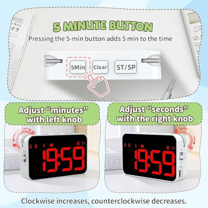PERSUPER Kitchen Digital Timer, Count Down Up, Rechargeable, Vibration Mode | Adjustable Volume and Brightness LED Display, Time Management Cook, Desk, Kids Adults Study Teaching, Kitchen Gadgets Red-1 - color: Red-1