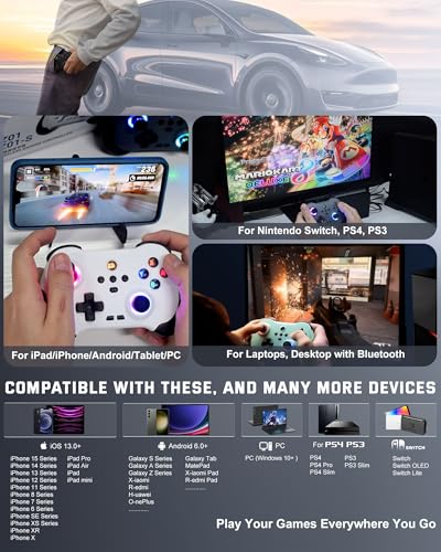 Joso Mobile Gaming Controller for iPad/iPhone/Tablet, Cloud Controller Remote Joystick for iOS/Android, Wireless Switch Controller with Macro Buttons/Hall-Rocker/Hall-Trigger - Pink - color: Pink