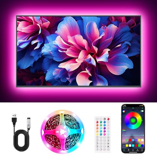 TV LED Lights, 13.2ft Music Sync RGB Strip Lights with Remote & App Control, USB Powered for 32-65 Inch TVs, PC, Bedroom, Gaming Setup, Home Cinema - size: 13.2ft
