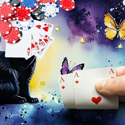 Black Cat with Butterflies for MTG & TCG Playmat Mouse Pad,BFDHGQZC 24" x 14" Game Mat for MTG/RPG/CCG Trading Card Game Playmats Table Mat Perfect for Card Games Video Games Computer Office - color: Black Cat With Butterflies