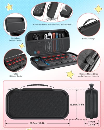 Switch 2 Accessories, Controller Bundle Case for Nintendo Switch 2 (2025), MENEEA 17-IN-1 Kits: Pro Controller, Carrying Case, Grips for Joy Con,Steering Wheels for Mario Kart,Protective Cover for Controller Console for Switch 2 (1* Black Controller) - co