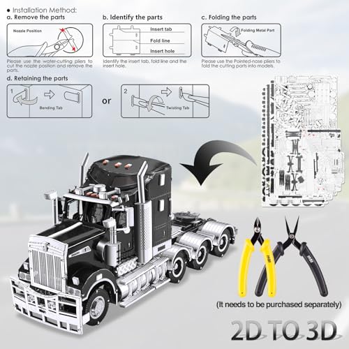Piececool 3D Puzzles for Adults Metal Car Model Kits - H909 Heavy Truck Head Tractor Metal Model Building Kit, Home Decoration Challenging 3D Puzzles DIY Assembling Crafts Great Gifts - style: H909 Heavy Truck