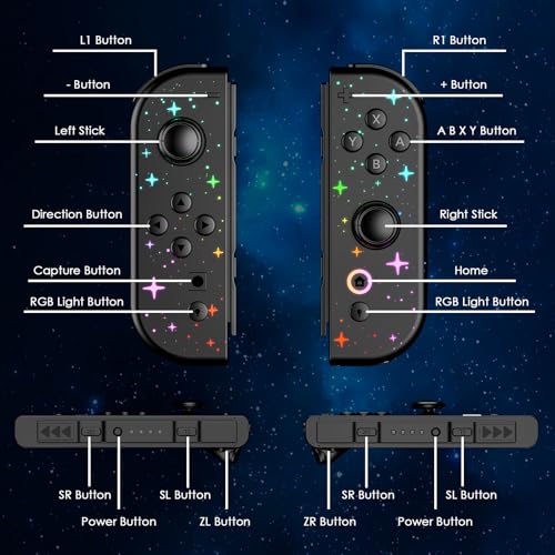 AFMVV Replacement for Switch Controller, Left Right Wireless Controller Compatible with Nintendo Switch/OLED/Lite,with 6-Axis Gyro, Vibration, Motion Control, Wake-up, Screenshot
