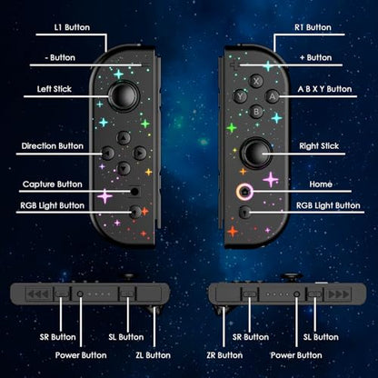 AFMVV Replacement for Switch Controller, Left Right Wireless Controller Compatible with Nintendo Switch/OLED/Lite,with 6-Axis Gyro, Vibration, Motion Control, Wake-up, Screenshot