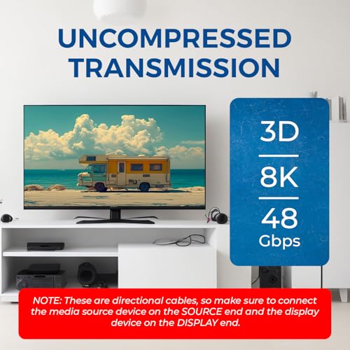 OREI 8K HDMI 2.1 Fiber Optic Cable 200ft - AOC, 48Gbps, 8K@60Hz, HDR10+, 3D - size: 200FT