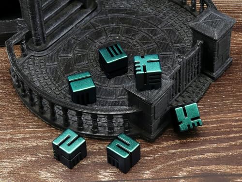 D6 Metal Dice, 16mm 6 Sided Dice Set, ZHOORQI 6Pcs/Set Tech-Themed New Concept Glittery Lines D6 Dice for DND, Tabletop RPGs Gifts（D6-Retro Green） - color: D6-retro Green