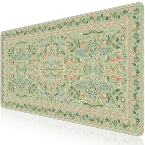 iCasso Desk Mat for Keyboard and Mouse, Large Mouse Pad, Desk Pad Mat, Anti-Slip Big Mousepad with Stitched Edges for Computer Desktop(Light Green) - color: Light Green, size: 35.4L x 15.7W inches