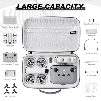 NEO Case, Waterproof hard Carrying Case for DJI NEO, Travel Storage Bag for DJI NEO Fly More Combo, Compatible RC-N3/N2 remote controller/Intelligent Flight Battery/Charging Hub and Accessories