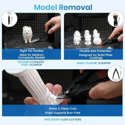 84Pcs 3D Printer Accessories, 3D Printer Tools Kit with Slotted Organizer Bag, PTFE Nozzle Anti-Stick Coating, T12 Needle Files, Deburring Tool, for All FDM/SLA, Bambu Lab, Ender 3, Anycubic,etc