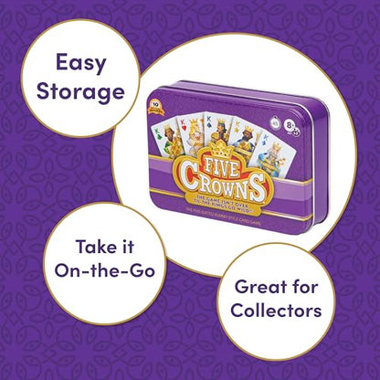 Five Crowns Collectible Tin – Card Game for Kids and Adults, Family Game Night, The Game isn’t Over Until the Kings Go Wild, 5 Suited Rummy Style Card Game, 1-7 Players, Ages 8+ - style: Five Crowns