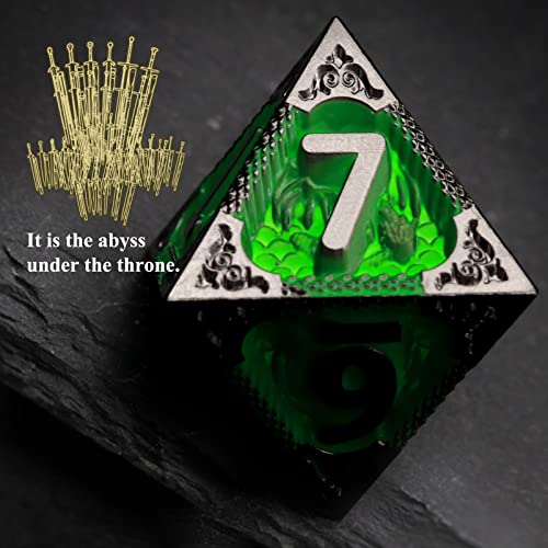 Haxtec Metal Dice Set Green Black Dragon Pattern Metal DND Dice with Leather Dice Bag Polyhedral D&D Dice Compatible with Dungeons and Dragons TTRPG Gifts - color: Black Matt Green