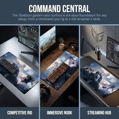 XXL Gaming Mouse Pad 23.6x11.8 inch, Snowfield Assault Team Anime Theme Desk Mat, Ice Snow Battlefield Scene Large Mousepad,Fantasy Artistic Keyboard Mouse Mat (Snowfield Battle Team) - color: Snowfield Battle Team