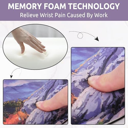 KONVINIT Ergonomic Mouse Pad with Wrist Rest, Small Mousepad with Non-Slip Rubber Base and Smooth Surface, Beach Mouse Pads for Desk, Office Desk Accessories - color: Painting