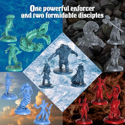 Underdusk Elemental Encounters: 35 DND Miniatures for D&D Campaign – Fire, Ice, Water, Air & Earth Figures with 5 Treasure Chests, 28mm Unpainted Tabletop Minis, 5e Stat Blocks Included