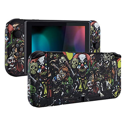 eXtremeRate DIY Replacement Shell Buttons for Nintendo Switch, Soft Touch Back Plate for Switch Console, Custom Housing Case with Full Set Buttons for Joycon Handheld Controller - Scary Party - color: Scary Party
