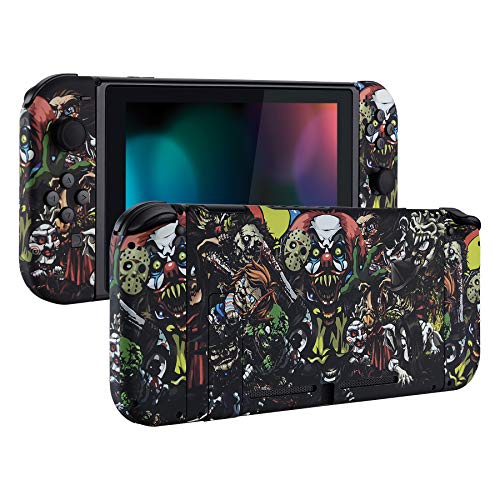 eXtremeRate DIY Replacement Shell Buttons for Nintendo Switch, Soft Touch Back Plate for Switch Console, Custom Housing Case with Full Set Buttons for Joycon Handheld Controller - Scary Party - color: Scary Party