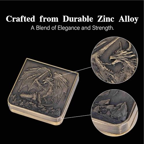 Foldable Spinner Metal DND Dice Set – Compact Elegant Design with D4, D6, D8, D10, D12, D20, D% for TTRPG Gifts - color: Ancient Bronze