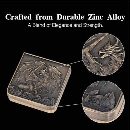 Foldable Spinner Metal DND Dice Set – Compact Elegant Design with D4, D6, D8, D10, D12, D20, D% for TTRPG Gifts - color: Ancient Bronze
