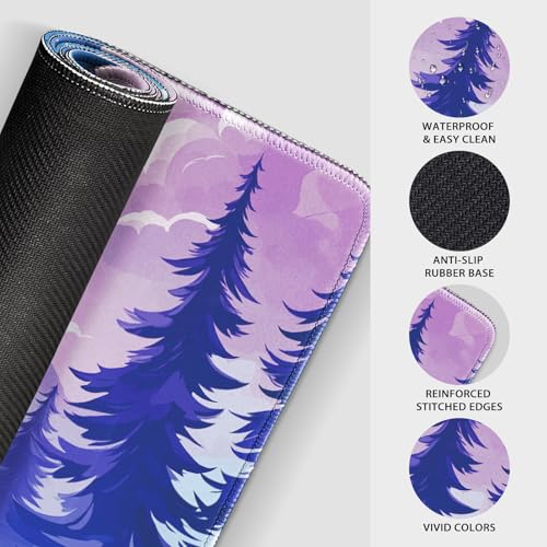 Mountain Moonlight Gaming Mouse Pad Desk Mat 31.5"x15.7" | Extended Mousepad, Non-Slip Rubber Base , Stitched Edges, for Computer/Laptop/Office/Home - color: Mountain Moonlight