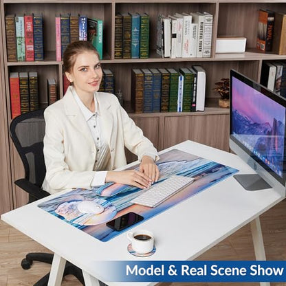 Desk Mat Set Keyboard and Mouse Pad with Wrist Rest Support | Ergonomic,Pain Relief, 4-in-1 Large Big Mousepad Computer Mats,Desk Pad Matt Mats for Desktop Home & Office - color: H-Night Sea