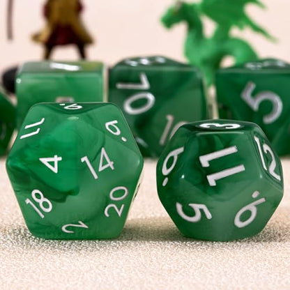 Resin D&D Dice Set, 7-Piece DND Polyhedral Dice (D4, D6, D8, D10, D12, D20, D%) Dungeons and Dragons Dice Set (Imitation Jade) - color: Imitation Jade